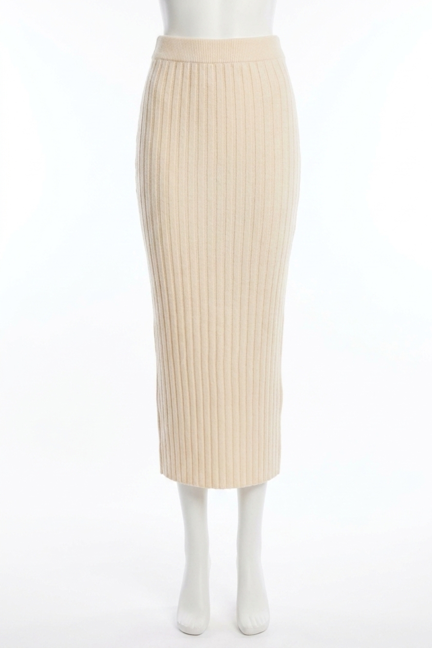 NEW MINKPINK layla ribbed skirt in off white